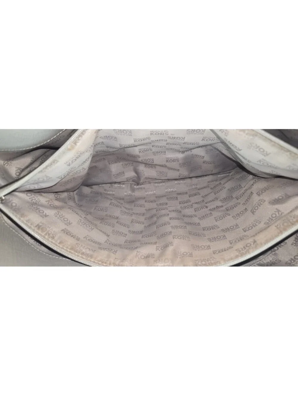 Michael Kors Jet Set Large Saffiano Leather Snap Pocket Tote Pearl Grey